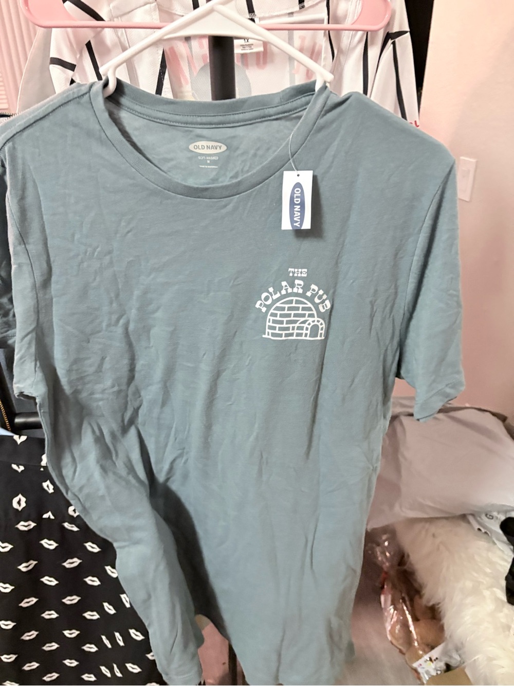 Old Navy Slate Green Graphic Tee with Chest Logo